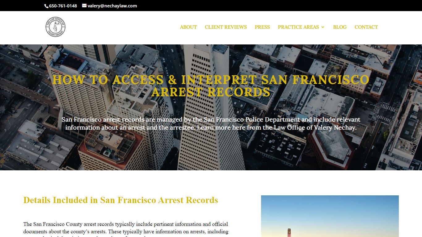 San Francisco Arrest Records - Valery Nechay Law