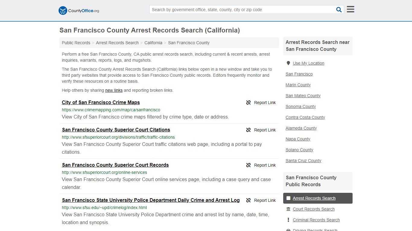 San Francisco County Arrest Records Search (California)